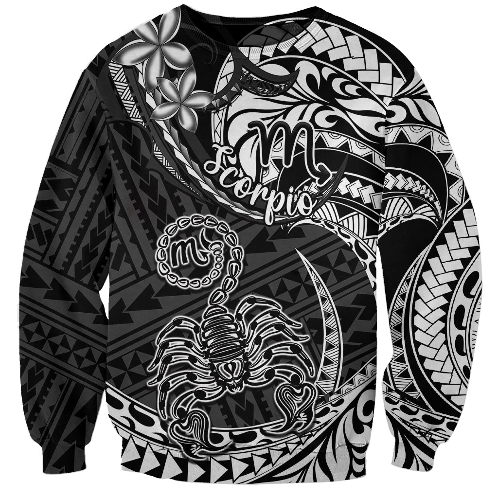 Polynesian Pride Scorpio Zodiac Sweatshirt Astrological Sign Tribal Plumeria Black - Wonder Print Shop