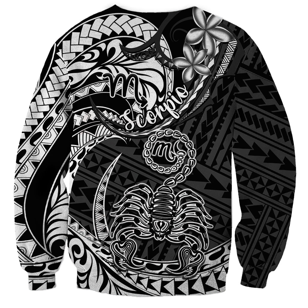 Polynesian Pride Scorpio Zodiac Sweatshirt Astrological Sign Tribal Plumeria Black - Wonder Print Shop