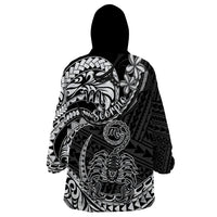 Polynesian Pride Scorpio Zodiac Wearable Blanket Hoodie Astrological Sign Tribal Plumeria Black - Wonder Print Shop