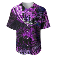 Polynesian Pride Sagittarius Zodiac Baseball Jersey Astrological Sign Tribal Plumeria Purple Galaxy - Wonder Print Shop