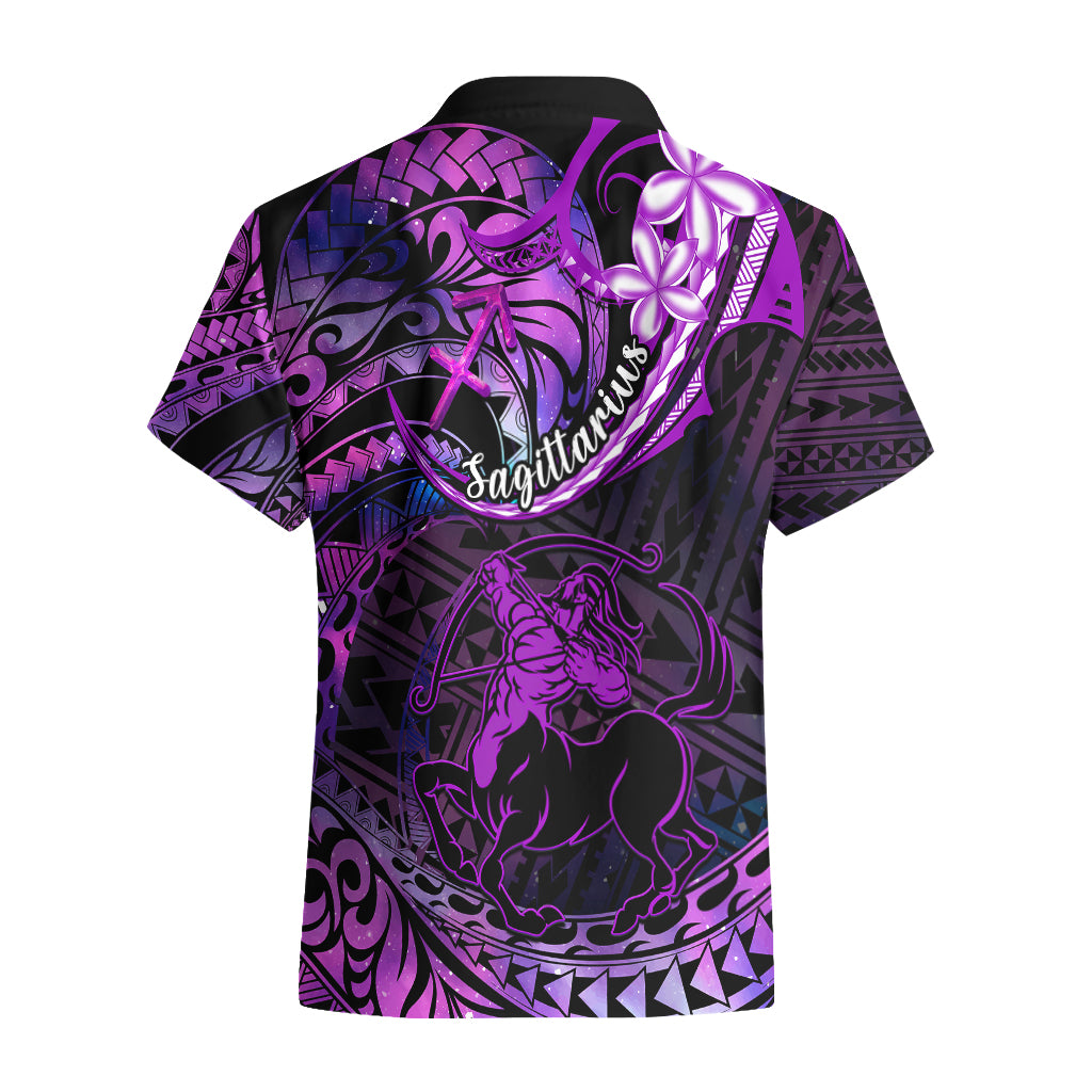 Polynesian Pride Sagittarius Zodiac Hawaiian Shirt Astrological Sign Tribal Plumeria Purple Galaxy - Wonder Print Shop