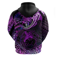 Polynesian Pride Sagittarius Zodiac Hoodie Astrological Sign Tribal Plumeria Purple Galaxy - Wonder Print Shop