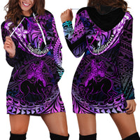 Polynesian Pride Sagittarius Zodiac Hoodie Dress Astrological Sign Tribal Plumeria Purple Galaxy - Wonder Print Shop