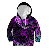 Polynesian Pride Sagittarius Zodiac Kid Hoodie Astrological Sign Tribal Plumeria Purple Galaxy - Wonder Print Shop