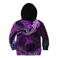 Polynesian Pride Sagittarius Zodiac Kid Hoodie Astrological Sign Tribal Plumeria Purple Galaxy - Wonder Print Shop