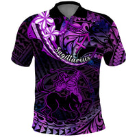 Polynesian Pride Sagittarius Zodiac Polo Shirt Astrological Sign Tribal Plumeria Purple Galaxy - Wonder Print Shop
