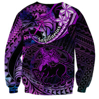 Polynesian Pride Sagittarius Zodiac Sweatshirt Astrological Sign Tribal Plumeria Purple Galaxy - Wonder Print Shop