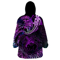 Polynesian Pride Sagittarius Zodiac Wearable Blanket Hoodie Astrological Sign Tribal Plumeria Purple Galaxy - Wonder Print Shop