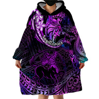 Polynesian Pride Sagittarius Zodiac Wearable Blanket Hoodie Astrological Sign Tribal Plumeria Purple Galaxy - Wonder Print Shop