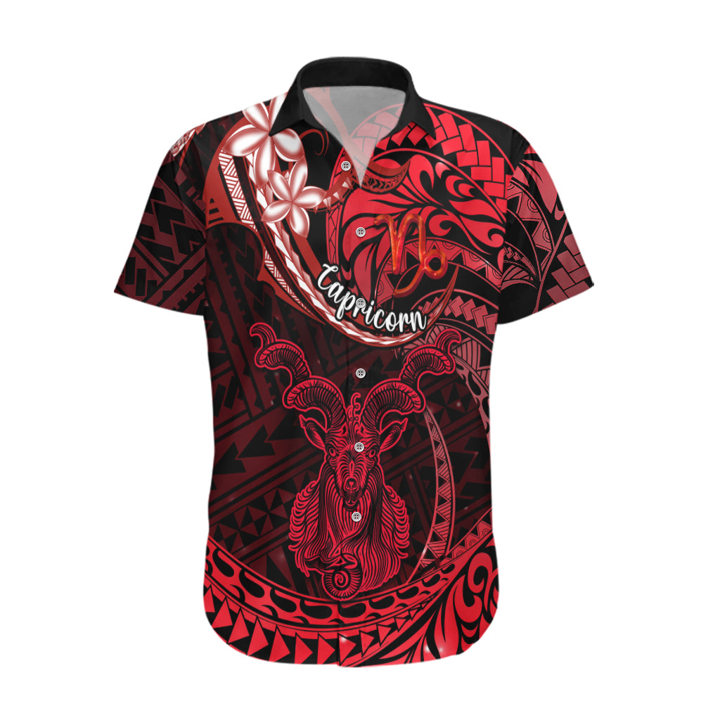 Polynesian Pride Capricorn Zodiac Hawaiian Shirt Astrological Sign Tribal Plumeria Red Galaxy - Wonder Print Shop