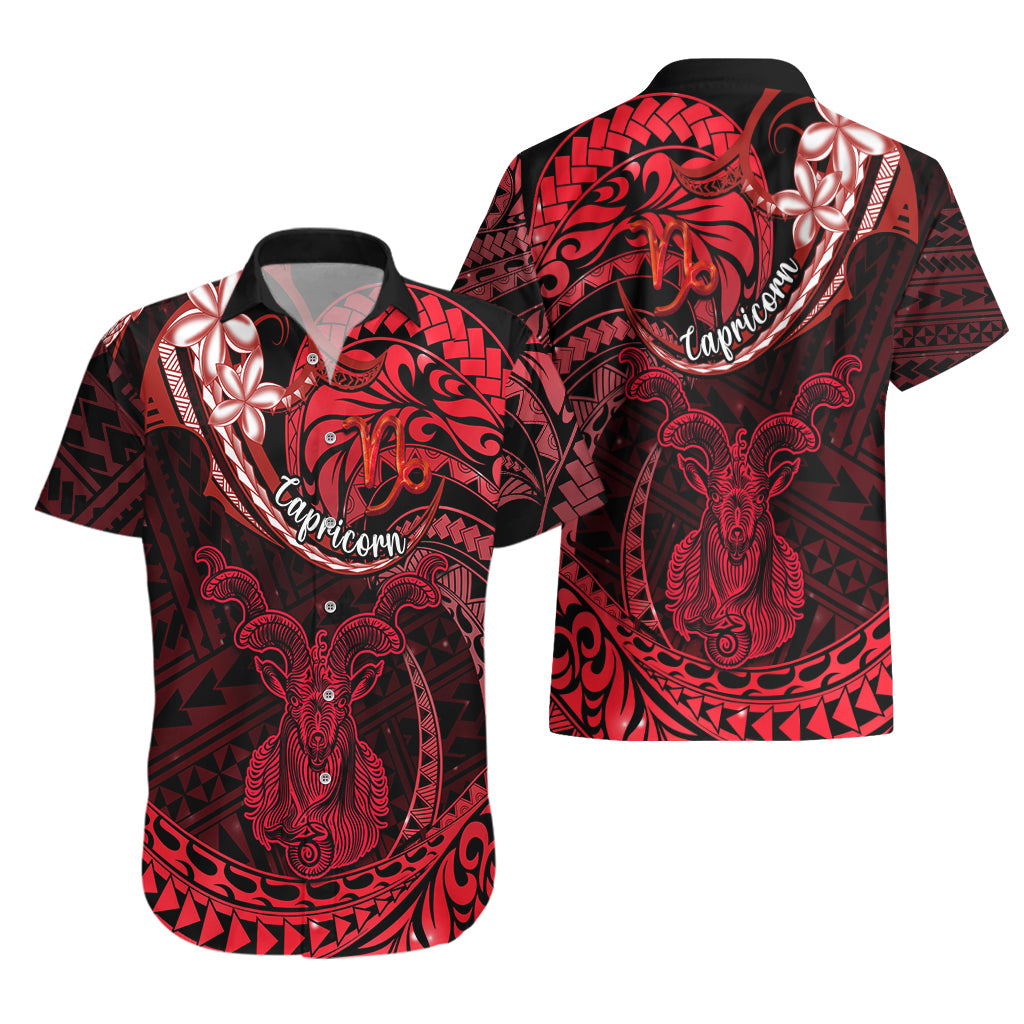 Polynesian Pride Capricorn Zodiac Hawaiian Shirt Astrological Sign Tribal Plumeria Red Galaxy - Wonder Print Shop