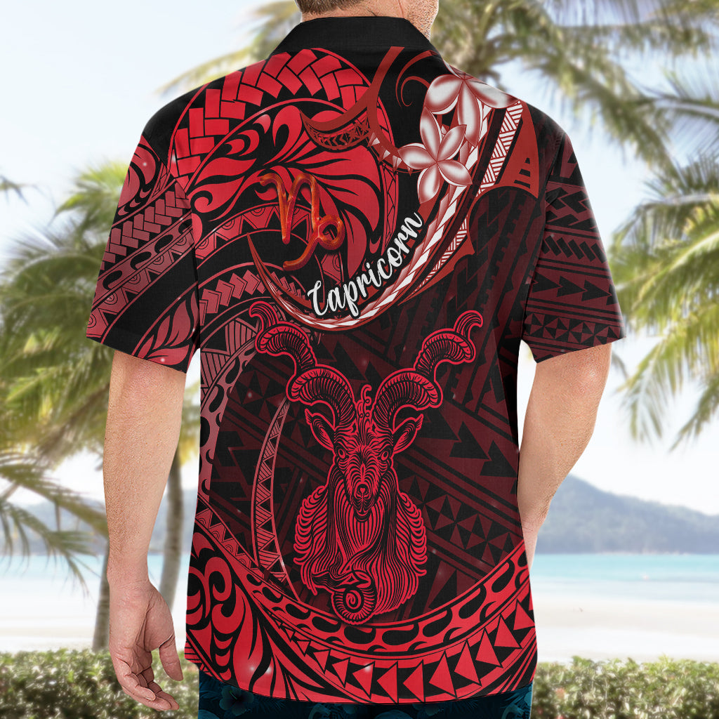 Polynesian Pride Capricorn Zodiac Hawaiian Shirt Astrological Sign Tribal Plumeria Red Galaxy - Wonder Print Shop