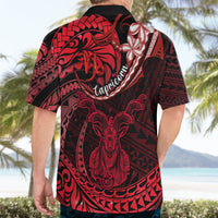 Polynesian Pride Capricorn Zodiac Hawaiian Shirt Astrological Sign Tribal Plumeria Red Galaxy - Wonder Print Shop