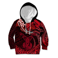 Polynesian Pride Capricorn Zodiac Kid Hoodie Astrological Sign Tribal Plumeria Red Galaxy - Wonder Print Shop