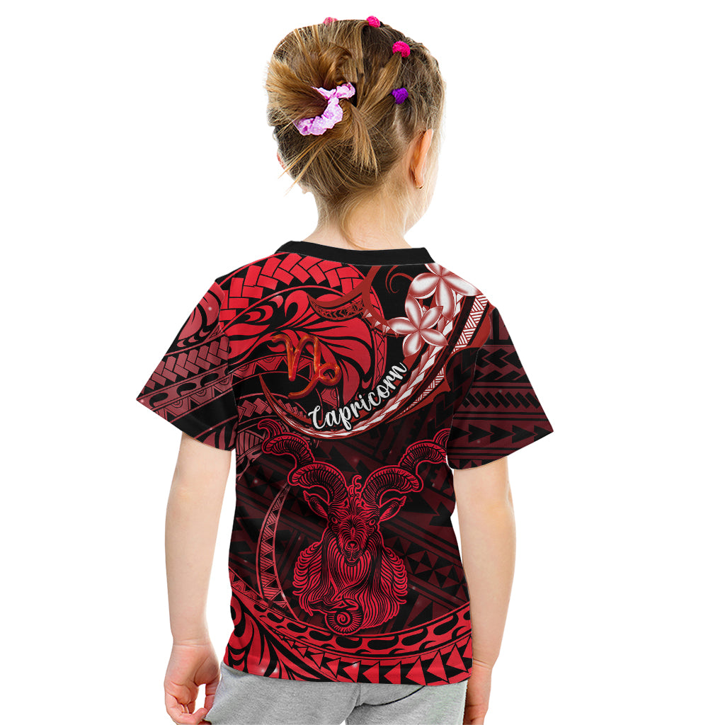Polynesian Pride Capricorn Zodiac Kid T Shirt Astrological Sign Tribal Plumeria Red Galaxy - Wonder Print Shop