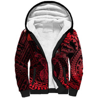 Polynesian Pride Capricorn Zodiac Sherpa Hoodie Astrological Sign Tribal Plumeria Red Galaxy - Wonder Print Shop