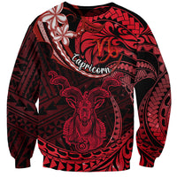 Polynesian Pride Capricorn Zodiac Sweatshirt Astrological Sign Tribal Plumeria Red Galaxy - Wonder Print Shop