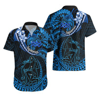 Polynesian Pride Aquarius Zodiac Hawaiian Shirt Astrological Sign Tribal Plumeria Blue Galaxy - Wonder Print Shop