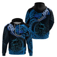 Polynesian Pride Aquarius Zodiac Hoodie Astrological Sign Tribal Plumeria Blue Galaxy - Wonder Print Shop