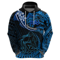 Polynesian Pride Aquarius Zodiac Hoodie Astrological Sign Tribal Plumeria Blue Galaxy - Wonder Print Shop