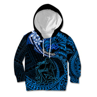 Polynesian Pride Aquarius Zodiac Kid Hoodie Astrological Sign Tribal Plumeria Blue Galaxy - Wonder Print Shop