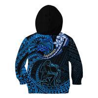 Polynesian Pride Aquarius Zodiac Kid Hoodie Astrological Sign Tribal Plumeria Blue Galaxy - Wonder Print Shop