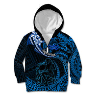Polynesian Pride Aquarius Zodiac Kid Hoodie Astrological Sign Tribal Plumeria Blue Galaxy - Wonder Print Shop