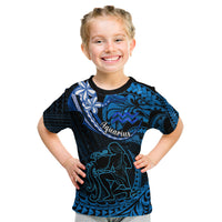 Polynesian Pride Aquarius Zodiac Kid T Shirt Astrological Sign Tribal Plumeria Blue Galaxy - Wonder Print Shop