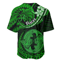 Polynesian Pride Pisces Zodiac Baseball Jersey Astrological Sign Tribal Plumeria Green Galaxy - Wonder Print Shop