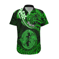 Polynesian Pride Pisces Zodiac Hawaiian Shirt Astrological Sign Tribal Plumeria Green Galaxy - Wonder Print Shop