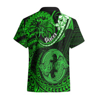 Polynesian Pride Pisces Zodiac Hawaiian Shirt Astrological Sign Tribal Plumeria Green Galaxy - Wonder Print Shop