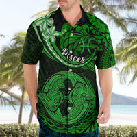 Polynesian Pride Pisces Zodiac Hawaiian Shirt Astrological Sign Tribal Plumeria Green Galaxy - Wonder Print Shop