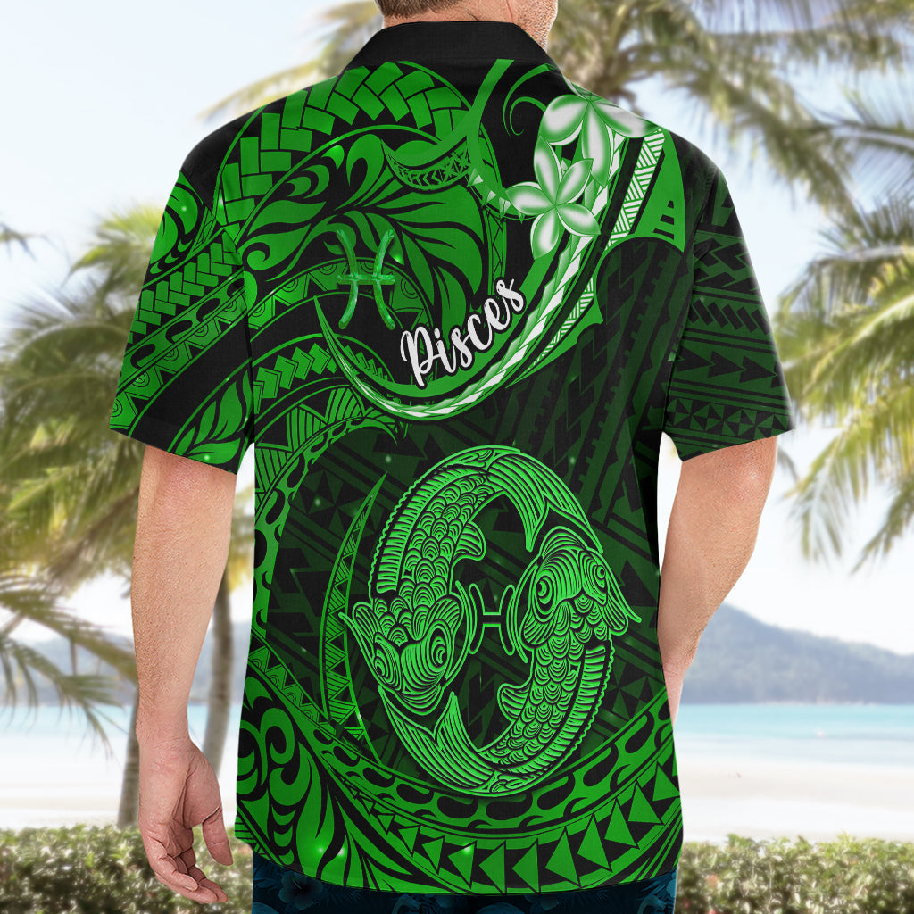 Polynesian Pride Pisces Zodiac Hawaiian Shirt Astrological Sign Tribal Plumeria Green Galaxy - Wonder Print Shop