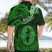 Polynesian Pride Pisces Zodiac Hawaiian Shirt Astrological Sign Tribal Plumeria Green Galaxy - Wonder Print Shop
