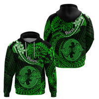 Polynesian Pride Pisces Zodiac Hoodie Astrological Sign Tribal Plumeria Green Galaxy - Wonder Print Shop