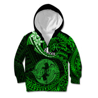 Polynesian Pride Pisces Zodiac Kid Hoodie Astrological Sign Tribal Plumeria Green Galaxy - Wonder Print Shop