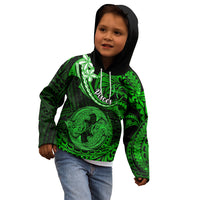 Polynesian Pride Pisces Zodiac Kid Hoodie Astrological Sign Tribal Plumeria Green Galaxy - Wonder Print Shop