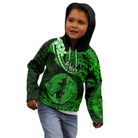 Polynesian Pride Pisces Zodiac Kid Hoodie Astrological Sign Tribal Plumeria Green Galaxy - Wonder Print Shop