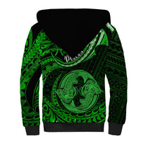 Polynesian Pride Pisces Zodiac Sherpa Hoodie Astrological Sign Tribal Plumeria Green Galaxy - Wonder Print Shop