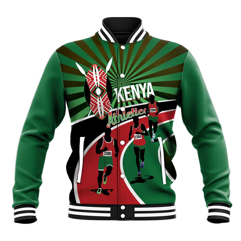 Athletics Kenya Baseball Jacket Maasai Shield Running Way - Wonder Print Shop