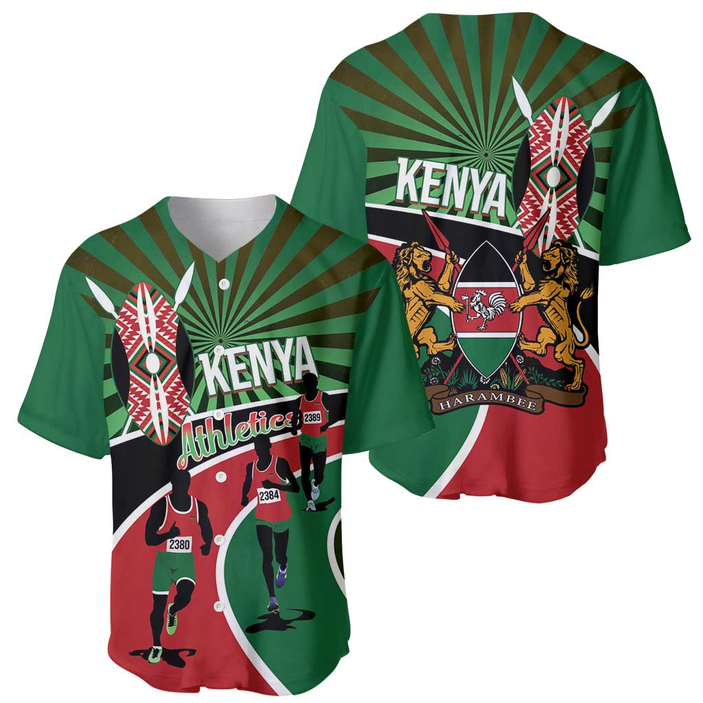 Athletics Kenya Baseball Jersey Maasai Shield Running Way - Wonder Print Shop