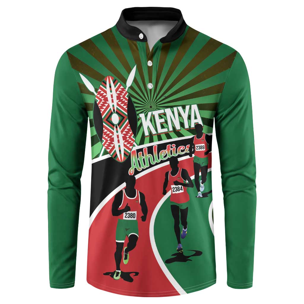 Athletics Kenya Button Sweatshirt Maasai Shield Running Way - Wonder Print Shop
