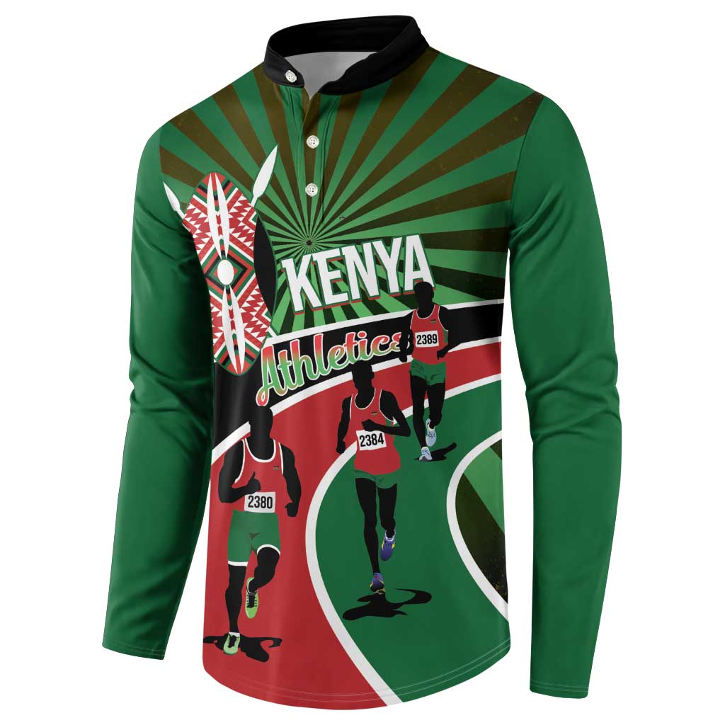 Athletics Kenya Button Sweatshirt Maasai Shield Running Way - Wonder Print Shop