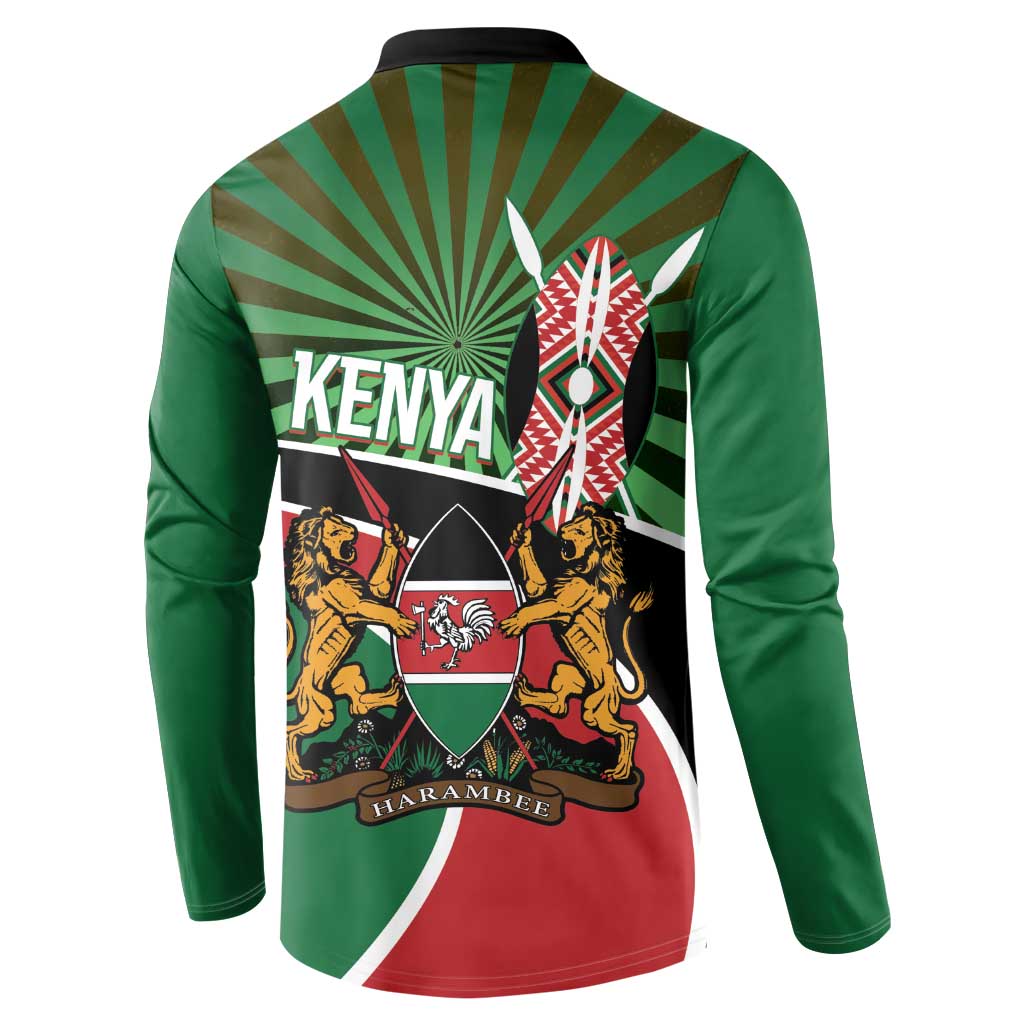 Athletics Kenya Button Sweatshirt Maasai Shield Running Way - Wonder Print Shop
