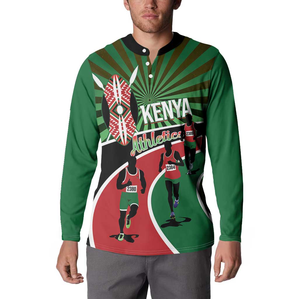 Athletics Kenya Button Sweatshirt Maasai Shield Running Way - Wonder Print Shop