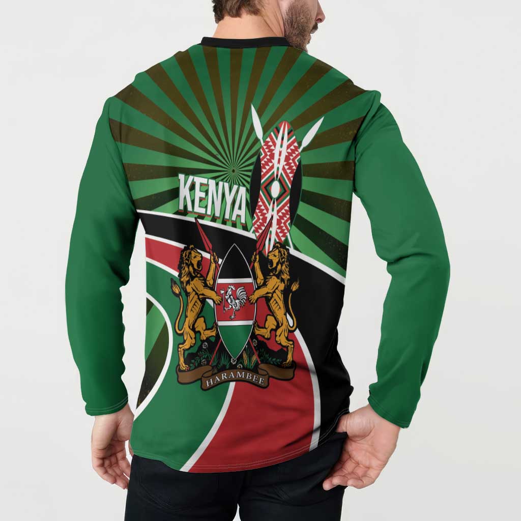 Athletics Kenya Button Sweatshirt Maasai Shield Running Way - Wonder Print Shop