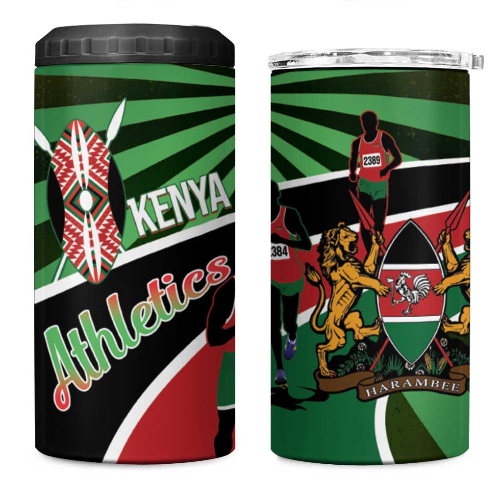 Athletics Kenya 4 in 1 Can Cooler Tumbler Maasai Shield Running Way - Wonder Print Shop