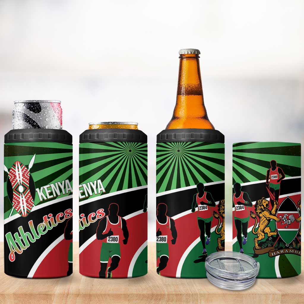 Athletics Kenya 4 in 1 Can Cooler Tumbler Maasai Shield Running Way - Wonder Print Shop
