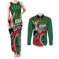Athletics Kenya Couples Matching Tank Maxi Dress and Long Sleeve Button Shirt Maasai Shield Running Way - Wonder Print Shop