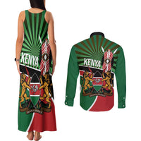 Athletics Kenya Couples Matching Tank Maxi Dress and Long Sleeve Button Shirt Maasai Shield Running Way - Wonder Print Shop